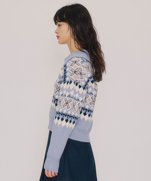 REDYAZEL（レディアゼル）の「ビジューノルディックデザインニットプルオーバー（ニット/セーター・レディース・レッド/ホワイト/ブルー・FREE）」の8枚目の写真