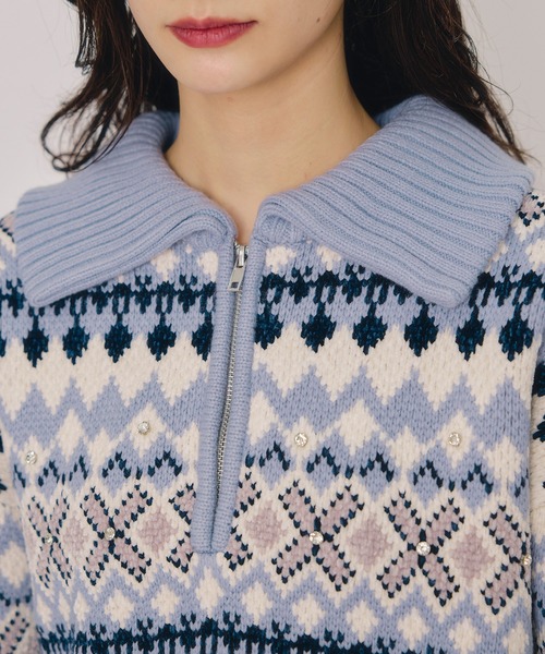 REDYAZEL（レディアゼル）の「ビジューノルディックデザインニットプルオーバー（ニット/セーター・レディース・レッド/ホワイト/ブルー・FREE）」の10枚目の写真