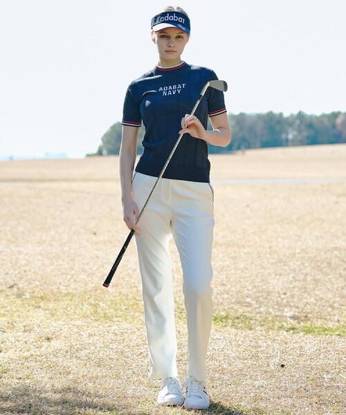 adabat（アダバット）の「【ADABAT NAVY】ケーブルストライプ半袖モックニット（ニット/セーター・レディース・ネイビー・38/40/42）」の5枚目の写真