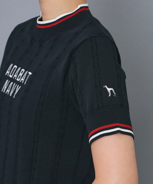 adabat（アダバット）の「【ADABAT NAVY】ケーブルストライプ半袖モックニット（ニット/セーター・レディース・ネイビー・38/40/42）」の11枚目の写真