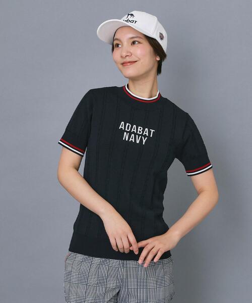 adabat（アダバット）の「【ADABAT NAVY】ケーブルストライプ半袖モックニット（ニット/セーター・レディース・ネイビー・38/40/42）」の13枚目の写真