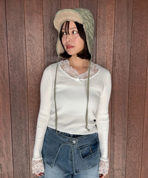 SANSeLF（サンセルフ）の「【SANSeLF】 キルティングフライングキャップ saa25a236（キャップ・レディース・カーキ・FREE）」の2枚目の写真