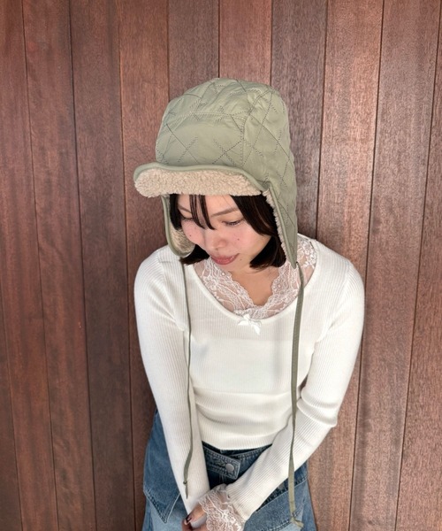 SANSeLF（サンセルフ）の「【SANSeLF】 キルティングフライングキャップ saa25a236（キャップ・レディース・カーキ・FREE）」の4枚目の写真