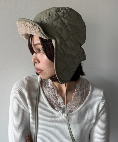 SANSeLF（サンセルフ）の「【SANSeLF】 キルティングフライングキャップ saa25a236（キャップ・レディース・カーキ・FREE）」の8枚目の写真