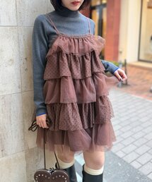 ドットチュールミニキャミワンピ