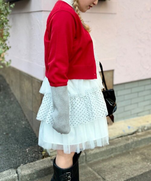 w closet（ダブルクローゼット）の「ドットチュールミニキャミワンピ（シャツ/ブラウス・レディース・ブラウン/オフホワイト/ブラック・FREE）」の7枚目の写真