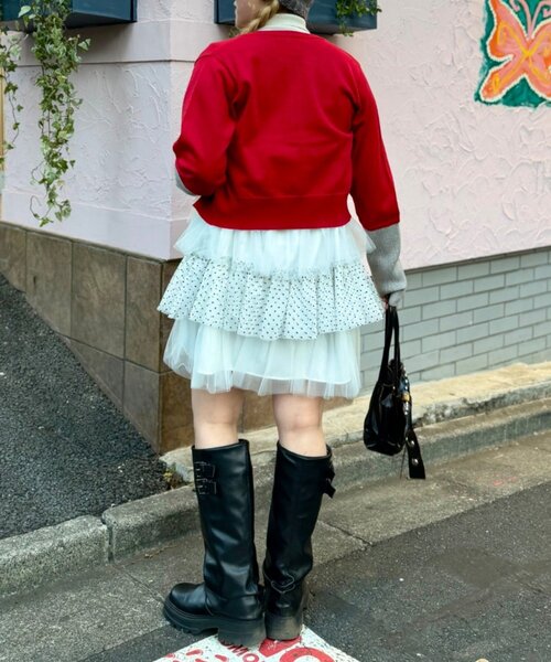 w closet（ダブルクローゼット）の「ドットチュールミニキャミワンピ（シャツ/ブラウス・レディース・ブラウン/オフホワイト/ブラック・FREE）」の10枚目の写真