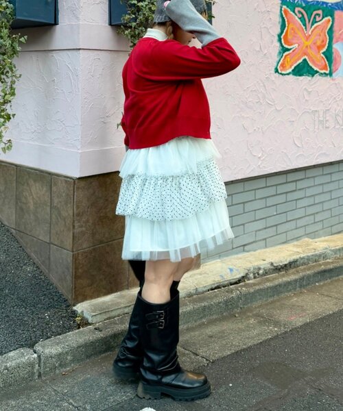 w closet（ダブルクローゼット）の「ドットチュールミニキャミワンピ（シャツ/ブラウス・レディース・ブラウン/オフホワイト/ブラック・FREE）」の11枚目の写真