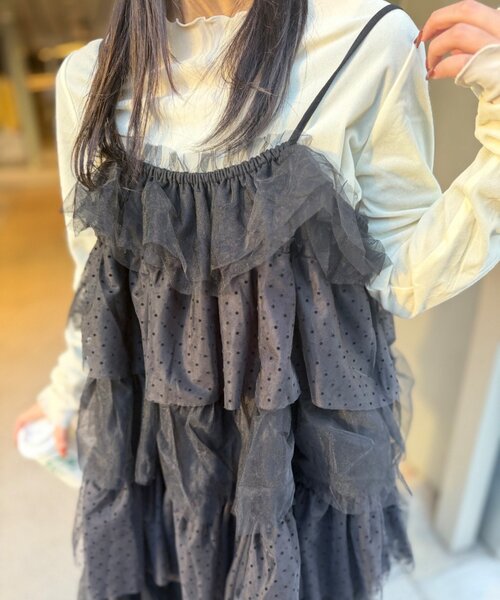 w closet（ダブルクローゼット）の「ドットチュールミニキャミワンピ（シャツ/ブラウス・レディース・ブラウン/オフホワイト/ブラック・FREE）」の16枚目の写真