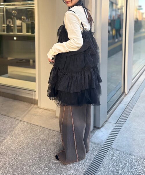 w closet（ダブルクローゼット）の「ドットチュールミニキャミワンピ（シャツ/ブラウス・レディース・ブラウン/オフホワイト/ブラック・FREE）」の18枚目の写真