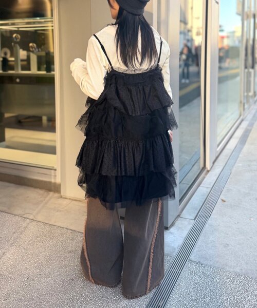 w closet（ダブルクローゼット）の「ドットチュールミニキャミワンピ（シャツ/ブラウス・レディース・ブラウン/オフホワイト/ブラック・FREE）」の19枚目の写真