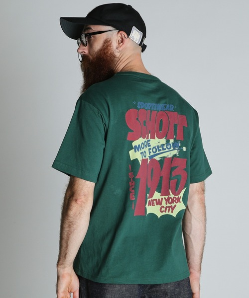 Schott（ショット）の「Schott/ショット/FLYER T-SHIRT/フライヤー Tシャツ（Tシャツ/カットソー・メンズ・ダークグリーン/ブラック/ホワイト・2XL/XL/L/M）」の8枚目の写真