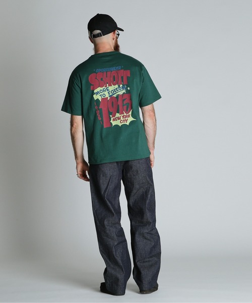 Schott（ショット）の「Schott/ショット/FLYER T-SHIRT/フライヤー Tシャツ（Tシャツ/カットソー・メンズ・ダークグリーン/ブラック/ホワイト・2XL/XL/L/M）」の19枚目の写真
