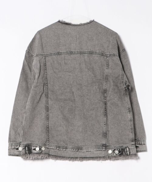 mellomela.（メロメラ）の「ノーカラーBIGデニムジャケット（デニムジャケット・レディース・グレー系その他7/ブルー・M-L）」の4枚目の写真
