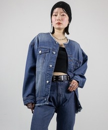 mellomela.（メロメラ）の「ノーカラーBIGデニムジャケット（デニムジャケット）」