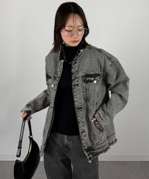 mellomela.（メロメラ）の「ノーカラーBIGデニムジャケット（デニムジャケット）」