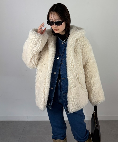 mellomela.（メロメラ）の「ノーカラーBIGデニムジャケット（デニムジャケット・レディース・グレー系その他7/ブルー・M-L）」の11枚目の写真