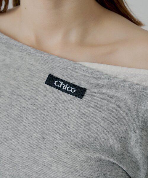 Chico(チコ)の「ワンショルレイヤードTシャツ(Tシャツ/カットソー・レディース・グレー/ブラック/アイボリー/ピンク・FREE)」の7枚目の写真