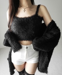 【 2点セット 】シャギーニットショートキャミソール + オーバーカーディガンセット / shaggy knit short camisole + over cardigan SET