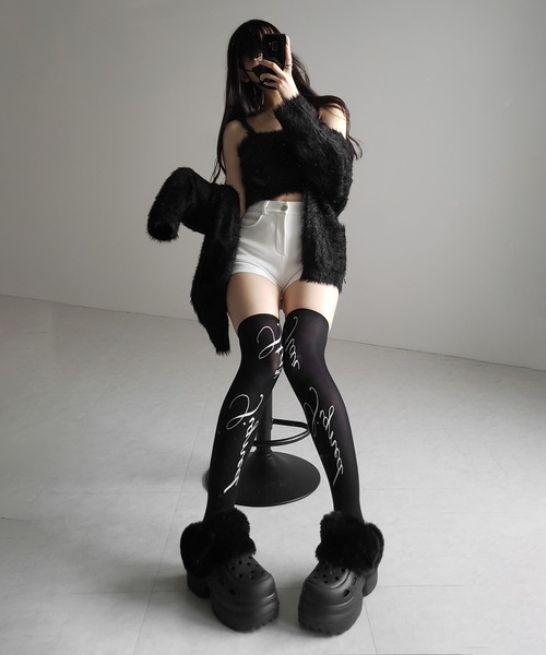 me+em select（ミームセレクト）の「【 ２点セット 】シャギーニットショートキャミソール ＋ オーバーカーディガンセット ／ shaggy knit short camisole + over cardigan SET（アンサンブル・レディース・ブラック/グレー/ホワイト・FREE）」の12枚目の写真