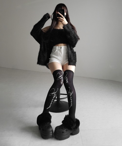 me+em select（ミームセレクト）の「【 ２点セット 】シャギーニットショートキャミソール ＋ オーバーカーディガンセット ／ shaggy knit short camisole + over cardigan SET（アンサンブル・レディース・ブラック/グレー/ホワイト・FREE）」の13枚目の写真