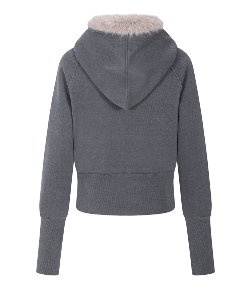 PLEASENOFOLLOW(プリーズノーフォロー)の「Becky Fur Hoodie Jacket (Charcoal)(パーカー・レディース・その他・FREE)」の4枚目の写真