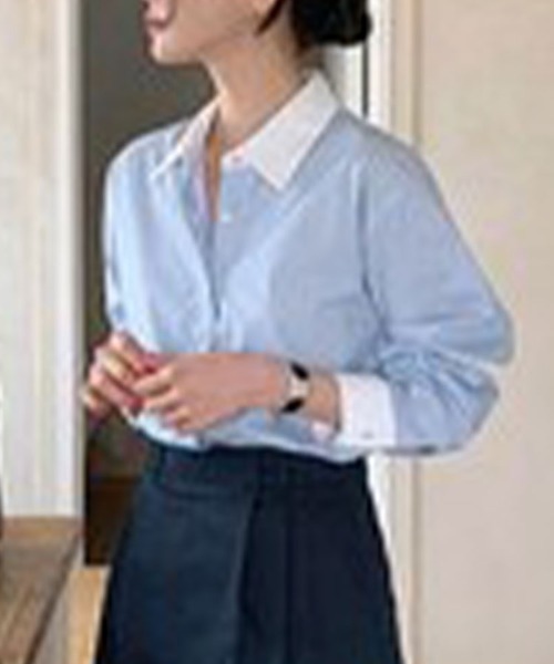 SallyLunn(サリーラン)の「マルチストライプシャツ(シャツ/ブラウス・レディース・ブルー/ピンク・MEDIUM/LARGE)」の9枚目の写真