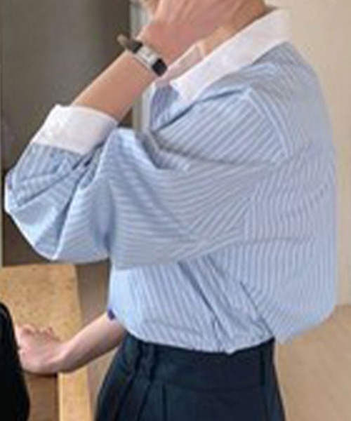 SallyLunn(サリーラン)の「マルチストライプシャツ(シャツ/ブラウス・レディース・ブルー/ピンク・MEDIUM/LARGE)」の12枚目の写真