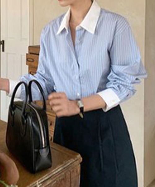 SallyLunn(サリーラン)の「マルチストライプシャツ(シャツ/ブラウス・レディース・ブルー/ピンク・MEDIUM/LARGE)」の13枚目の写真