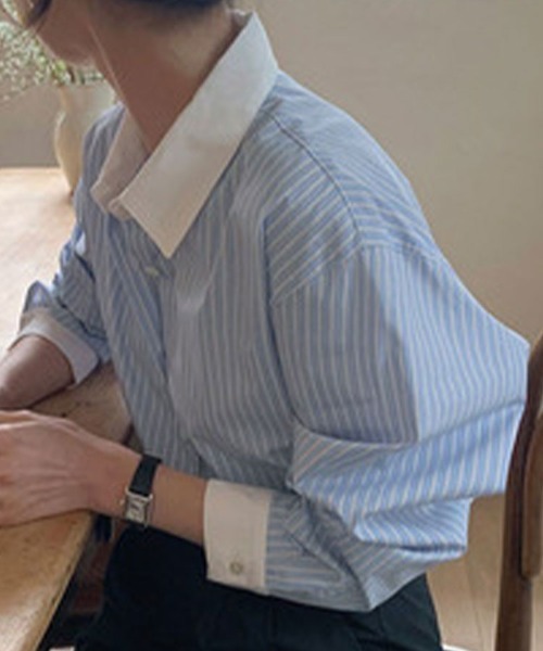 SallyLunn(サリーラン)の「マルチストライプシャツ(シャツ/ブラウス・レディース・ブルー/ピンク・MEDIUM/LARGE)」の15枚目の写真