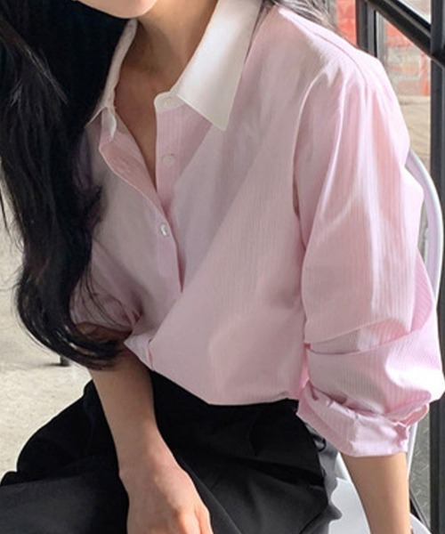 SallyLunn(サリーラン)の「マルチストライプシャツ(シャツ/ブラウス・レディース・ブルー/ピンク・MEDIUM/LARGE)」の21枚目の写真