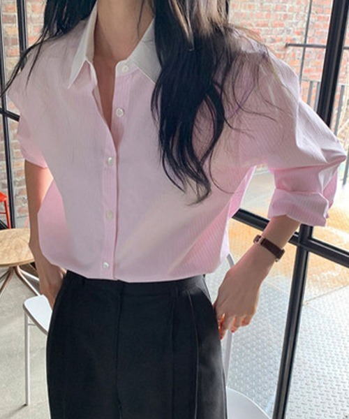 SallyLunn(サリーラン)の「マルチストライプシャツ(シャツ/ブラウス・レディース・ブルー/ピンク・MEDIUM/LARGE)」の22枚目の写真