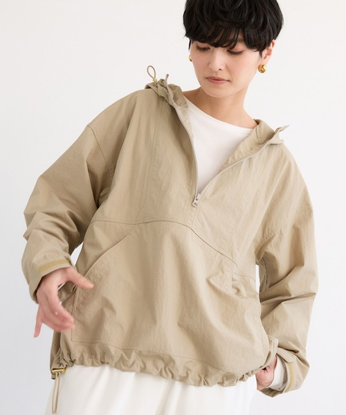 BARNYARDSTORM（バンヤードストーム）の「BARNYARDSTORM / ハーフZIPフーディージャケット【撥水】【JAPAN FABRIC】（ブルゾン・レディース・ベージュ/ネイビー・FREE）」の20枚目の写真