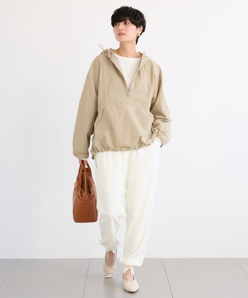 BARNYARDSTORM（バンヤードストーム）の「BARNYARDSTORM / ハーフZIPフーディージャケット【撥水】【JAPAN FABRIC】（ブルゾン・レディース・ベージュ/ネイビー・FREE）」の8枚目の写真