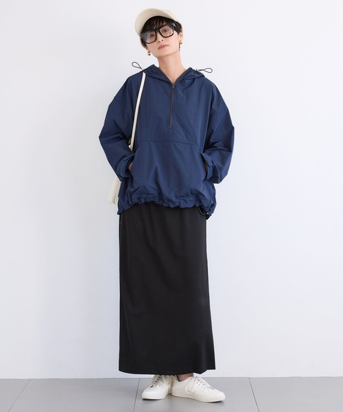 BARNYARDSTORM（バンヤードストーム）の「BARNYARDSTORM / ハーフZIPフーディージャケット【撥水】【JAPAN FABRIC】（ブルゾン・レディース・ベージュ/ネイビー・FREE）」の7枚目の写真