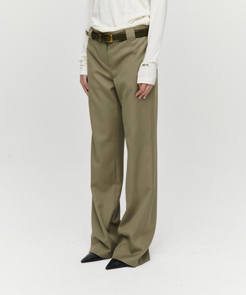 HEUTE(ホイテ)の「WOOL SLIM PANTS (BEIGE)(スラックス・レディース・ベージュ・FREE)」の1枚目の写真