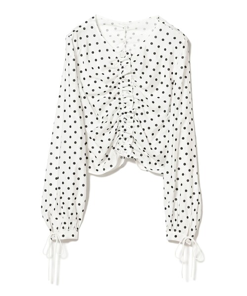 Ray BEAMS（レイビームス）の「ドット センター ギャザー ブラウス（シャツ/ブラウス・レディース・ダークブラウン/ホワイト・ONE SIZE）」の7枚目の写真