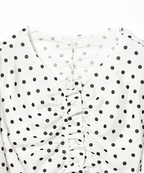 Ray BEAMS（レイビームス）の「ドット センター ギャザー ブラウス（シャツ/ブラウス・レディース・ダークブラウン/ホワイト・ONE SIZE）」の8枚目の写真
