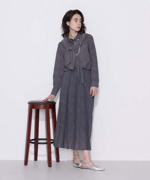 COMME CA（コムサ）の「ドットプリント ボウタイシャツ（シャツ/ブラウス・レディース・ブラック/トップグレー・11号/9号）」の6枚目の写真