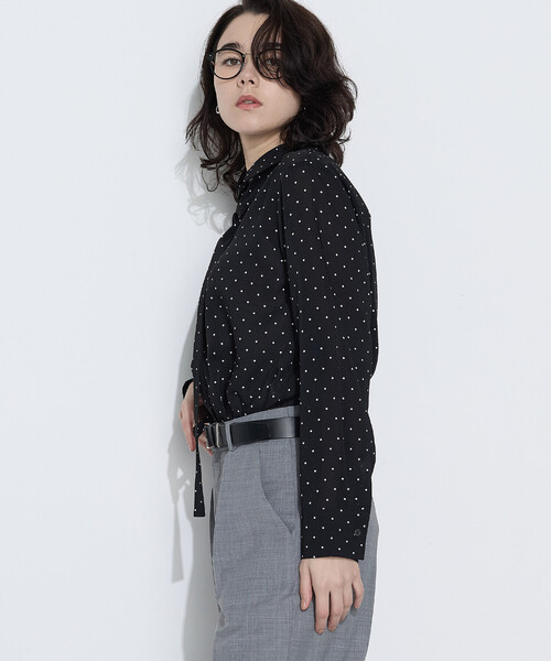 COMME CA（コムサ）の「ドットプリント ボウタイシャツ（シャツ/ブラウス・レディース・ブラック/トップグレー・11号/9号）」の13枚目の写真
