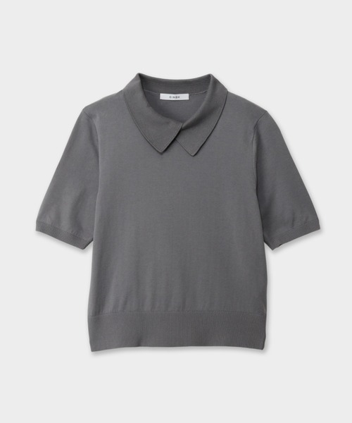 CINOH(チノ)の「21GG SUVIN COTTON COLLARED KNIT PO(ニット/セーター・レディース・ブラック/グレー/アイボリー・38)」の3枚目の写真