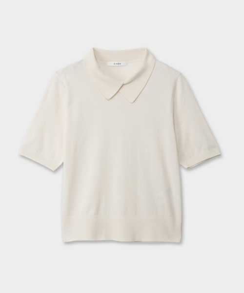 CINOH(チノ)の「21GG SUVIN COTTON COLLARED KNIT PO(ニット/セーター・レディース・ブラック/グレー/アイボリー・38)」の2枚目の写真