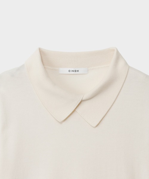 CINOH(チノ)の「21GG SUVIN COTTON COLLARED KNIT PO(ニット/セーター・レディース・ブラック/グレー/アイボリー・38)」の13枚目の写真