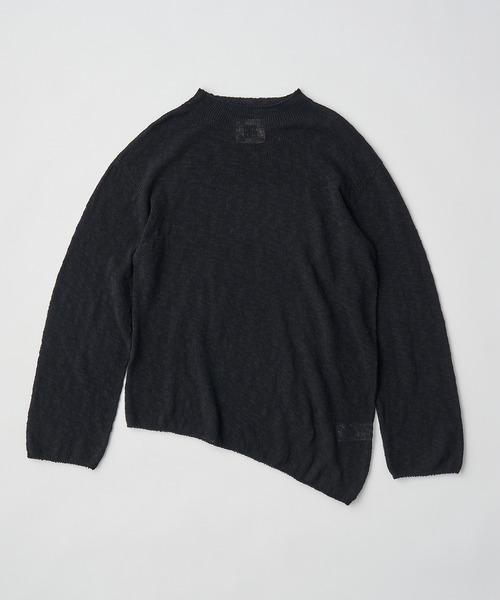 UNFIL（アンフィル）の「UNFIL アンフィル / cotton & silk slub yarn bottle-neck P/O コットンシルクスラブヤーンボトルネックプルオーバーニット / WXSP-UW125（Tシャツ/カットソー・レディース・ブラック/グレイッシュベージュ/オフホワイト・1）」の2枚目の写真