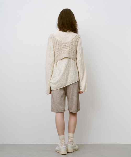 UNFIL（アンフィル）の「UNFIL アンフィル / cotton & silk slub yarn bottle-neck P/O コットンシルクスラブヤーンボトルネックプルオーバーニット / WXSP-UW125（Tシャツ/カットソー・レディース・ブラック/グレイッシュベージュ/オフホワイト・1）」の5枚目の写真