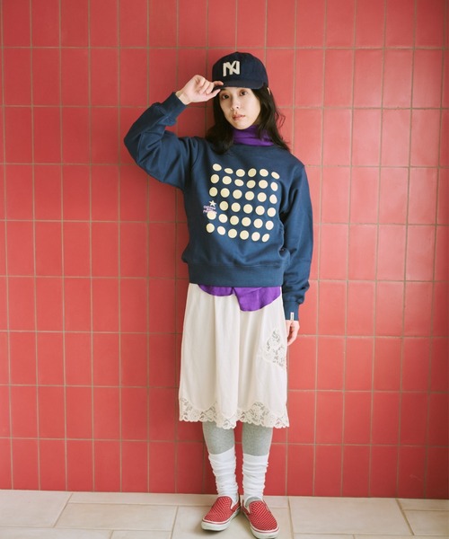 common gull products.（コモンガルプロダクツ）の「ドットグラフィック裏毛スウェット（スウェット・レディース・クリアブルー/杢グレー/ネイビー・SMALL/MEDIUM/LARGE）」の16枚目の写真