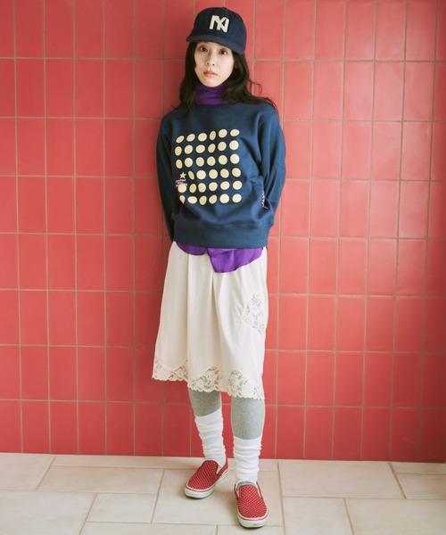 common gull products.（コモンガルプロダクツ）の「ドットグラフィック裏毛スウェット（スウェット・レディース・クリアブルー/杢グレー/ネイビー・SMALL/MEDIUM/LARGE）」の15枚目の写真