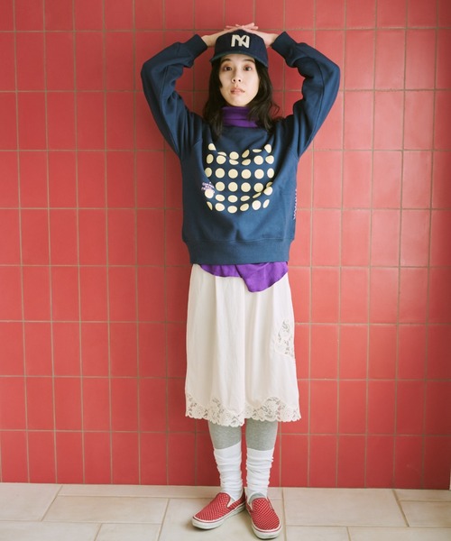 common gull products.（コモンガルプロダクツ）の「ドットグラフィック裏毛スウェット（スウェット・レディース・クリアブルー/杢グレー/ネイビー・SMALL/MEDIUM/LARGE）」の13枚目の写真