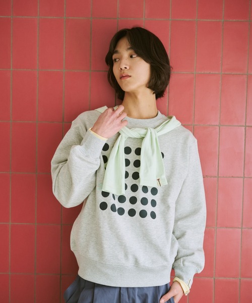 common gull products.（コモンガルプロダクツ）の「ドットグラフィック裏毛スウェット（スウェット・レディース・クリアブルー/杢グレー/ネイビー・SMALL/MEDIUM/LARGE）」の10枚目の写真