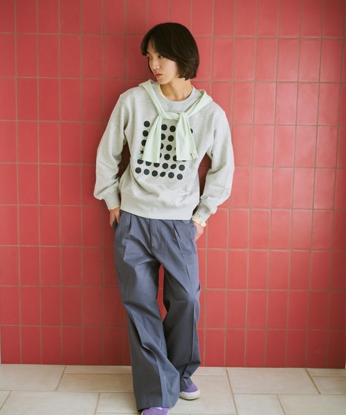 common gull products.（コモンガルプロダクツ）の「ドットグラフィック裏毛スウェット（スウェット・レディース・クリアブルー/杢グレー/ネイビー・SMALL/MEDIUM/LARGE）」の9枚目の写真